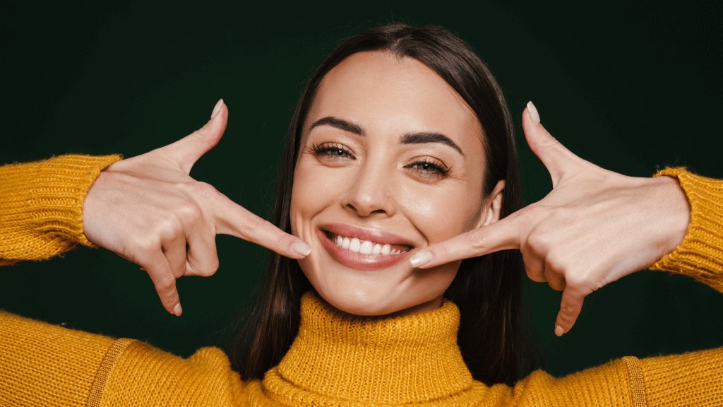 Patient smiling after a routine dental exam and oral cancer screening at Renova Dental in Stouffville
